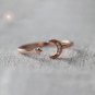 Crescent Moon Ring Rose Gold Vermeil Dainty Ring Adjustable Sterling Silver Celestial Cute Ring