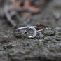 Sterling Silver Crescent Moon Ring Crystal Dainty Ring Adjustable Celestial Cute Ring