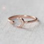Sterling Silver Crescent Moon Ring Crystal Dainty Ring Adjustable Celestial Cute Ring