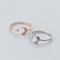 Sterling Silver Crescent Moon Ring Crystal Dainty Ring Adjustable Celestial Cute Ring