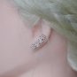 Gold flower Ear Jacket Crystal Floral Ear Crawlers Dainty Ear Climbers Sterling Silver Ear Crawlers