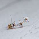 Gold flower Ear Jacket Crystal Floral Ear Crawlers Dainty Ear Climbers Sterling Silver Ear Crawlers