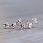 Gold flower Ear Jacket Crystal Floral Ear Crawlers Dainty Ear Climbers Sterling Silver Ear Crawlers