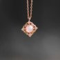 Fire Opal Fire Gemstone Rose 14K Rose Gold Vermeil Necklace Dainty Vintage Sterling Silver Necklace
