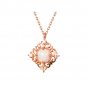 Fire Opal Fire Gemstone Rose 14K Rose Gold Vermeil Necklace Dainty Vintage Sterling Silver Necklace
