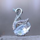 Swan Necklace Swarovski Clear Crystal Element Animal Sterling Silver Dainty Elegant Pendant Chain