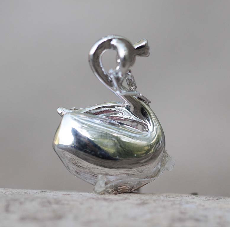 Swan Necklace Earrings Set Swarovski Pink Crystal Element Animal