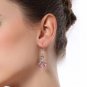 Swan Necklace Earrings Set Swarovski Pink Crystal Element Animal Sterling Silver Elegant Jewelry Set
