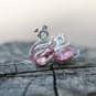 Light Pink Swan Dangle Earrings Swarovski Crystal Element Animal Sterling Silver Elegant Jewelry
