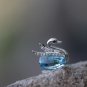 Sky Blue Swan Swarovski Crystal Element Cute Animal Necklace Aquamarine Dainty Pendant Chain