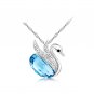 Sky Blue Swan Swarovski Crystal Element Cute Animal Necklace Aquamarine Dainty Pendant Chain