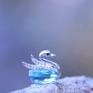 Sky Blue Swan Swarovski Crystal Element Cute Animal Necklace Aquamarine Dainty Pendant Chain