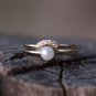 Gold Vermeil Double Layered Pearl Ring Crystal Adjustable Open Ring