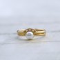 Gold Vermeil Double Layered Pearl Ring Crystal Adjustable Open Ring