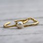 Gold Vermeil Double Layered Pearl Ring Crystal Adjustable Open Ring