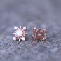 Fire Opal Snowflake Gemstone Rose 14 Gold Vermeil Earrings Studs Dainty Vintage Silver Earrings