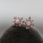 Fire Opal Snowflake Gemstone Rose 14 Gold Vermeil Earrings Studs Dainty Vintage Silver Earrings