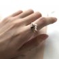 14 Gold Vermeil Pearl Ring Silver Double Layered Adjustable Open Ring Dark Blue Crown Ring
