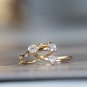 Cubic Zirconia Gold Vermeil Ring Sterling Silver Adjustable Open Ring Simple Crystal Ring