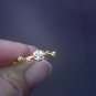 Cubic Zirconia Gold Vermeil Ring Sterling Silver Adjustable Open Ring Simple Crystal Ring