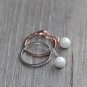 Rose gold Dangle Pearl Ring Gold Vermeil Dainty Thin Ring Simple Delicate Sterling Silver Ring