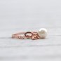 Rose gold Dangle Pearl Ring Gold Vermeil Dainty Thin Ring Simple Delicate Sterling Silver Ring