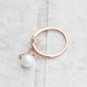 Rose gold Dangle Pearl Ring Gold Vermeil Dainty Thin Ring Simple Delicate Sterling Silver Ring