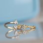 Cubic Zirconia Gold Vermeil Ring Sterling Silver Adjustable Open Ring Simple Crystal Ring