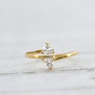Cubic Zirconia Gold Vermeil Ring Sterling Silver Adjustable Open Ring Simple Crystal Ring