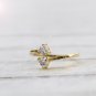 Cubic Zirconia Gold Vermeil Ring Sterling Silver Adjustable Open Ring Simple Crystal Ring