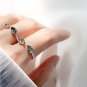 Swarovski Crystal Element Teardrop Ring Sterling Silver Waterdrop Adjustable Ring Greytone Ring