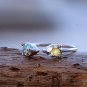 Swarovski Crystal Element Teardrop Ring Sterling Silver Waterdrop Adjustable Ring Greytone Ring