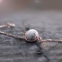 Rose Gold Vermeil Adjustable Moon Bracelet Dainty Thin White Marble Bracelet for Her
