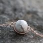 Rose Gold Vermeil Adjustable Moon Bracelet Dainty Thin White Marble Bracelet for Her