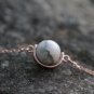 Rose Gold Vermeil Adjustable Moon Bracelet Dainty Thin White Marble Bracelet for Her