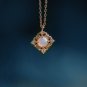 Fire Opal Fire Gemstone Rose 14K Rose Gold Vermeil Necklace Dainty Vintage Sterling Silver Necklace