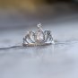 Princess Cut Crown Ring Clear Crystal Tiara Sterling Silver Dainty Ring