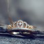 Gold Vermeil Princess Cut  Golden Crown Ring Dainty Tiara Sterling Silver Adjustable Ring