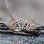 Gold Vermeil Princess Cut Golden Crown Ring Dainty Tiara Sterling Silver Adjustable Ring