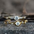 Gold Vermeil Cubic Zirconia Ring Golden Dainty CZ Sterling Silver Adjustable Ring Open Ring for Her