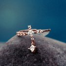 Rose Gold Vermeil Cross Ring Adjustable Dangle Ring Thin Dainty Ring CZ Open Ring