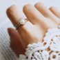 Gold Vermeil Double Layered Pearl Ring Crystal Adjustable Open Ring