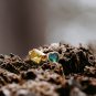 Dainty Cubic Zirconia Gold Vermeil Adjustable Ring Yellow and Emerald Green Birthstone Ring