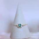 Emerald Green Gemstone Ring Gold Vermeil Adjustable Ring Cubic Zirconia CZ Dainty Ring