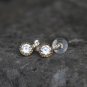 Yellow Gold Crystal Earrings Studs Round Dainty CZ Earrings Elegant Cute Earrings