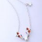 Christmas Deer Necklace Sterling Silver Antler Pendant Cute Red Flower Animal Necklace Charm Jewelry