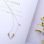 Christmas Deer Necklace Sterling Silver Antler Pendant Cute Red Flower Animal Necklace Charm Jewelry