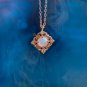 Fire Opal Fire Gemstone Rose 14K Rose Gold Vermeil Necklace Dainty Vintage Sterling Silver Necklace