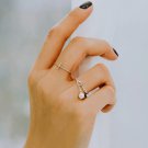 Rose gold Dangle Pearl Ring Gold Vermeil Dainty Thin Ring Simple Delicate Sterling Silver Ring