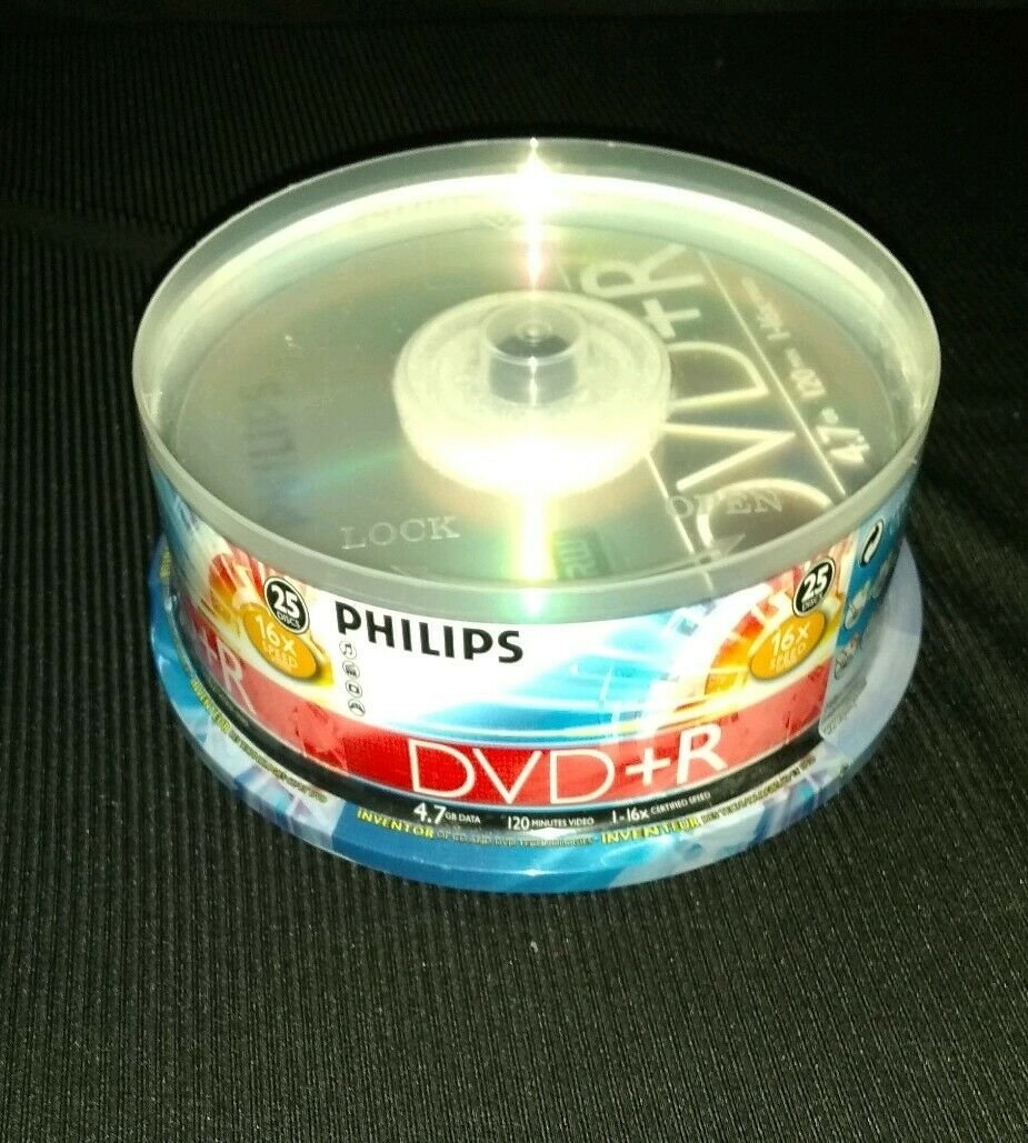 25 RW Philips DVD-R BLANK DISC 4.7GB 120 MIN 1-16x SPEED